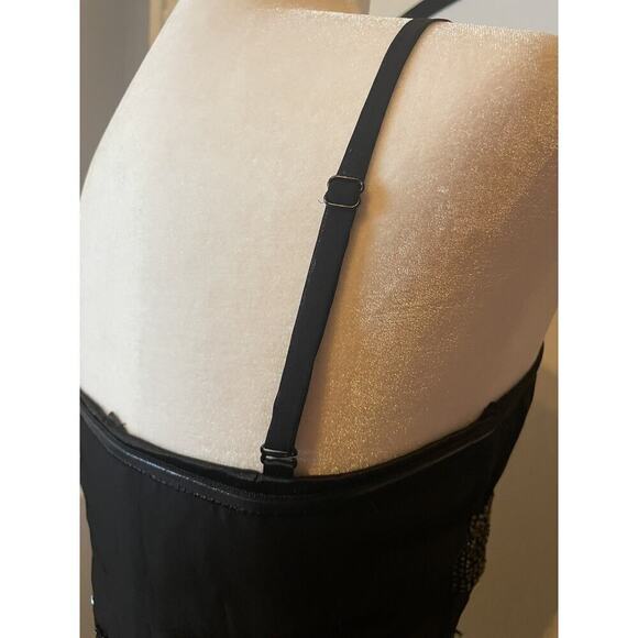 Vintage Versace Black Mini Dress M 8 Strapless Beaded Designer Cocktail Party - Picture 5 of 16